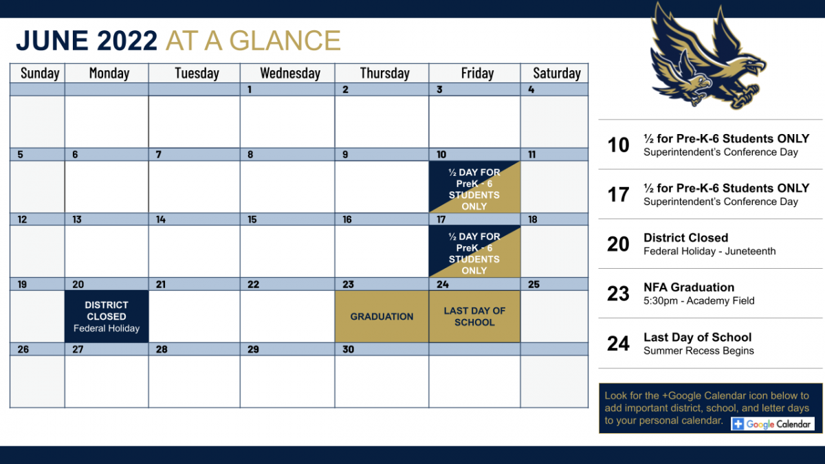 June 2022 Calendar at a Glance Heritage Middle School NECSD